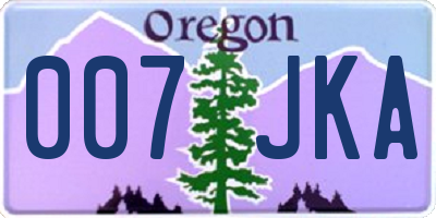 OR license plate 007JKA