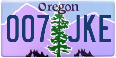 OR license plate 007JKE