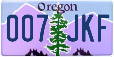 OR license plate 007JKF