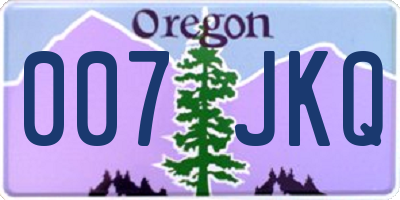 OR license plate 007JKQ