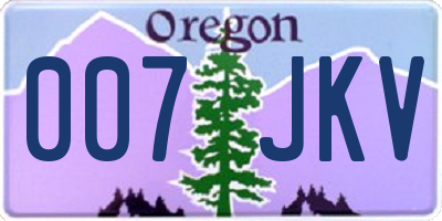 OR license plate 007JKV