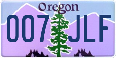OR license plate 007JLF