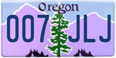 OR license plate 007JLJ