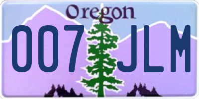 OR license plate 007JLM