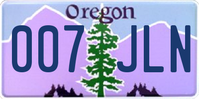 OR license plate 007JLN