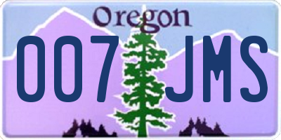 OR license plate 007JMS