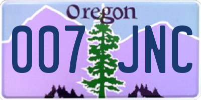 OR license plate 007JNC