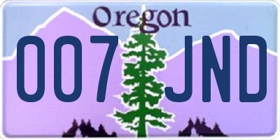 OR license plate 007JND