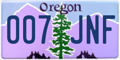 OR license plate 007JNF