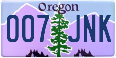 OR license plate 007JNK