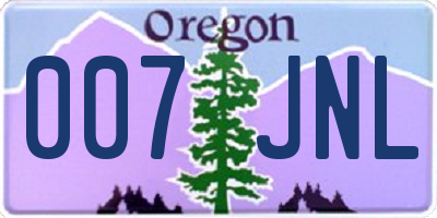 OR license plate 007JNL