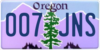 OR license plate 007JNS