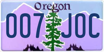 OR license plate 007JOC