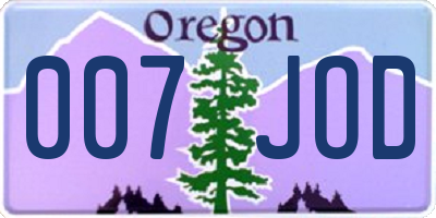 OR license plate 007JOD