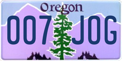 OR license plate 007JOG