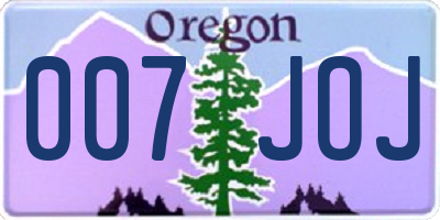 OR license plate 007JOJ