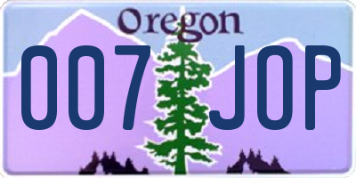 OR license plate 007JOP