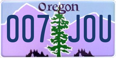 OR license plate 007JOU