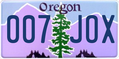 OR license plate 007JOX