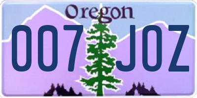 OR license plate 007JOZ