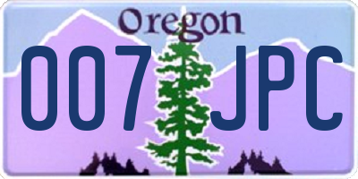 OR license plate 007JPC