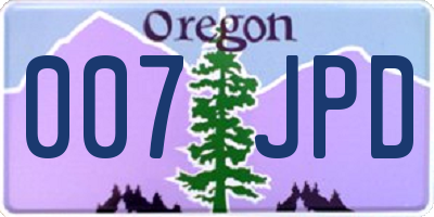 OR license plate 007JPD