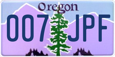 OR license plate 007JPF