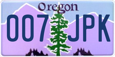 OR license plate 007JPK