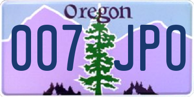 OR license plate 007JPO