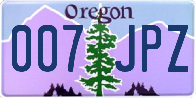 OR license plate 007JPZ