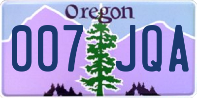 OR license plate 007JQA