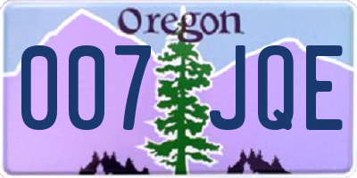 OR license plate 007JQE