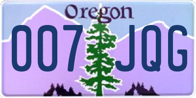 OR license plate 007JQG