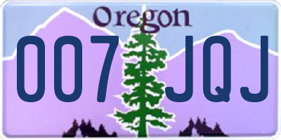 OR license plate 007JQJ