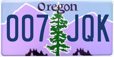 OR license plate 007JQK