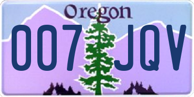 OR license plate 007JQV