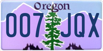 OR license plate 007JQX