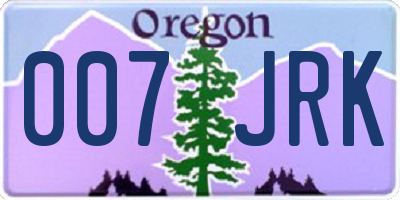 OR license plate 007JRK