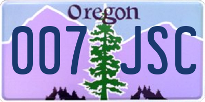 OR license plate 007JSC