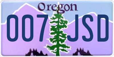 OR license plate 007JSD
