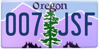 OR license plate 007JSF
