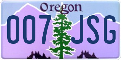 OR license plate 007JSG