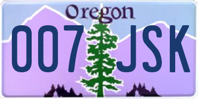OR license plate 007JSK