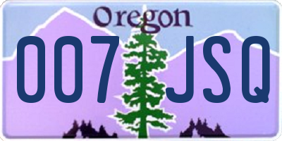 OR license plate 007JSQ