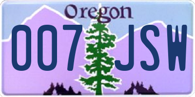 OR license plate 007JSW