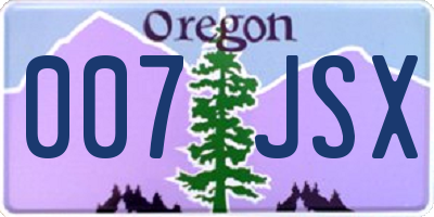 OR license plate 007JSX