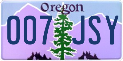 OR license plate 007JSY