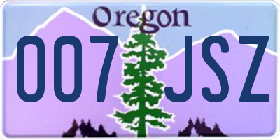OR license plate 007JSZ