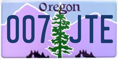 OR license plate 007JTE