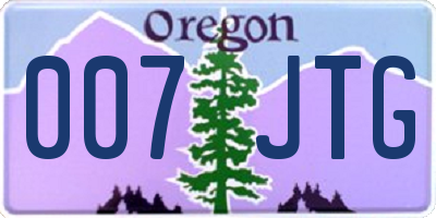 OR license plate 007JTG